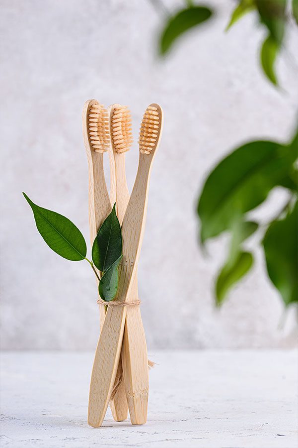Three bamboo toothbrushes